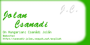 jolan csanadi business card